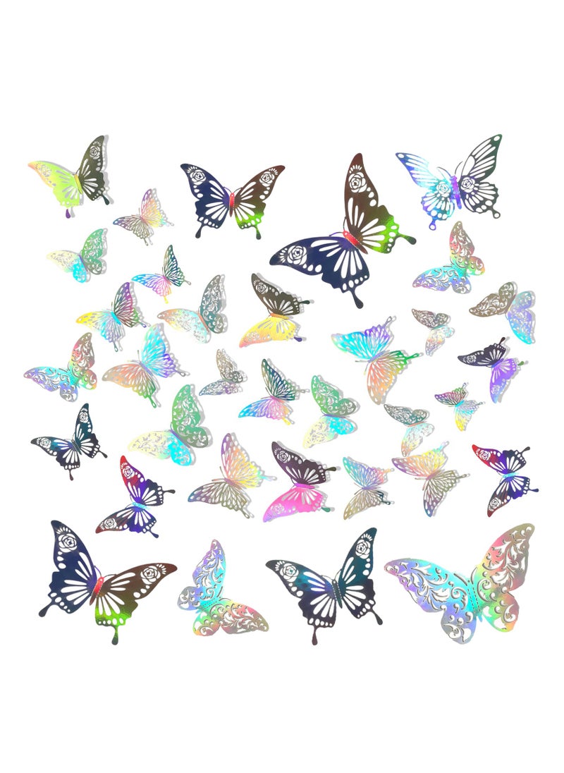 SUNSAR 3D Butterfly Wall Stickers, 36 Pieces, Multicolour Decorations for Bedroom and Party, 3 Sizes  - Image 1