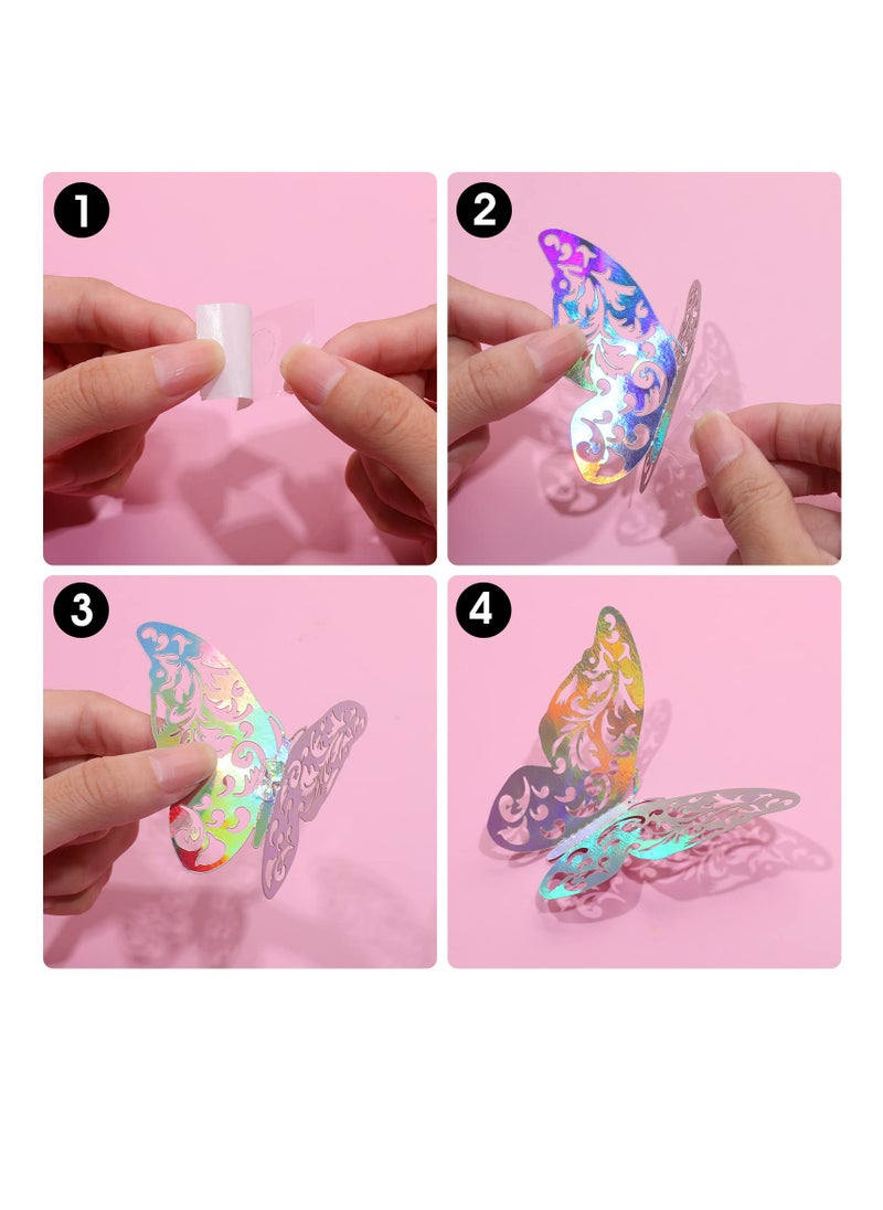 SUNSAR 3D Butterfly Wall Stickers, 36 Pieces, Multicolour Decorations for Bedroom and Party, 3 Sizes  - Image 2