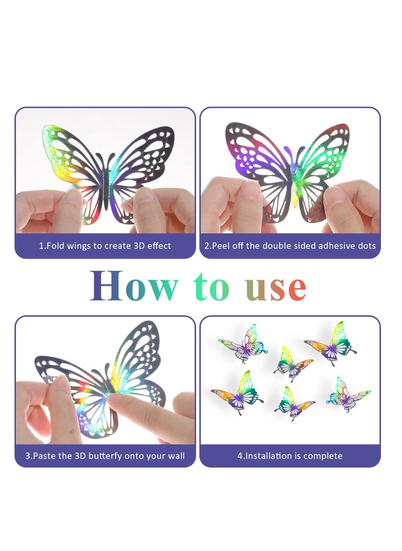 SUNSAR 3D Butterfly Wall Stickers, 36 Pieces, Multicolour Decorations for Bedroom and Party, 3 Sizes  - Image 3