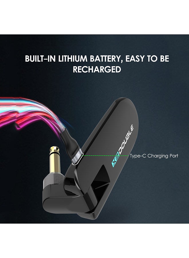 Double double W3 Portable UHF Wireless Guitar Transmitter and Receiver Set 50M Transmission Range Audio Wireless System Built-in Rechargeable Lithium Battery  - Image 4