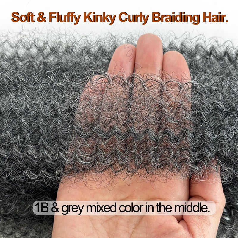 Chicmoi Grey Springy Afro Twist Hair 8 Packs Cuban Twist Hair 16 Inch Marley Twist Braiding Hair Soft Wrapping Hair for Soft Locs Gray Pre Fluffed Spring Afro Kinky Twist Braiding Hair Extensionâ€¦ - Image 2