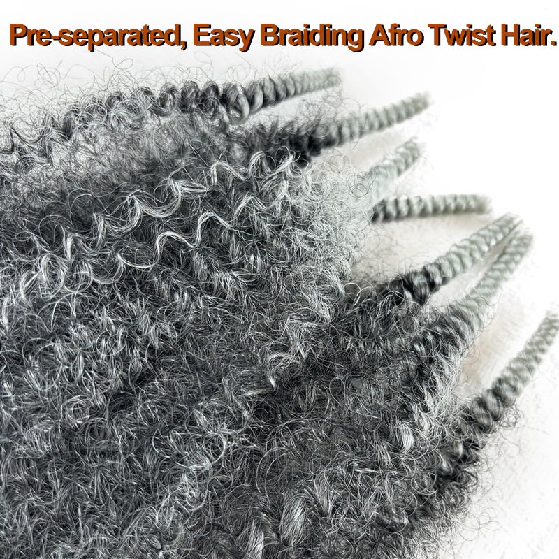 Chicmoi Grey Springy Afro Twist Hair 8 Packs Cuban Twist Hair 16 Inch Marley Twist Braiding Hair Soft Wrapping Hair for Soft Locs Gray Pre Fluffed Spring Afro Kinky Twist Braiding Hair Extensionâ€¦ - Image 3