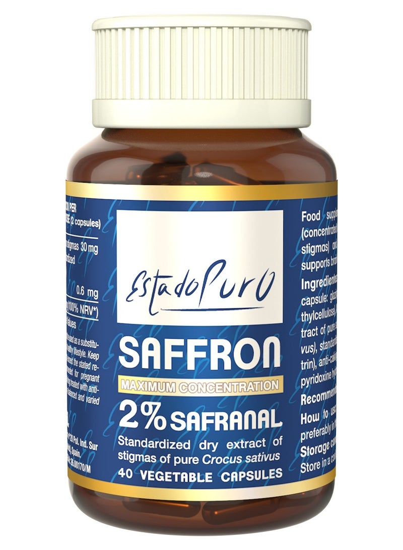 TONGIL Saffron 2% Safranal With Vitamin B6: 30 mg per dose, Vegan-friendly and Spanish origin, non-GMO, non-irradiated - 40 capsules by TONGIL's Estado Puro - Image 1