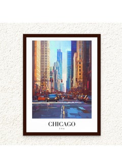 Art Decor Art Decor Framed Fine Art Portrait Print of Chicago Skyline Cityscape Architecture Lakefront Travel Poster Wall Décor for Home Living Room Office Hotels Bedroom Studio  - Image 1