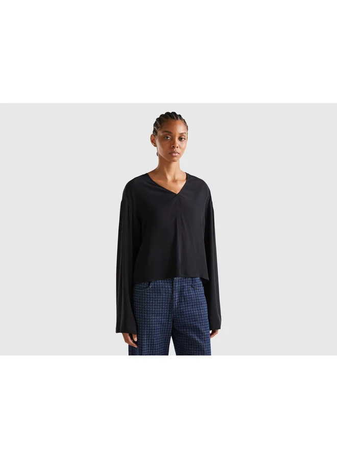 UNITED COLORS OF BENETTON Blouse With V-Neck