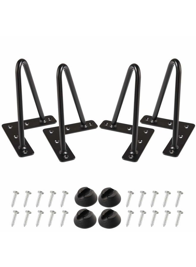 MSOBAIW Hairpin Legs 6 Inch Heavy Metal Table Legs for Cabinet Bedside Furniture Legs 3/8" Dia SatinTwo-Rod Iron Wire Legs for DIY Furniture - Image 1