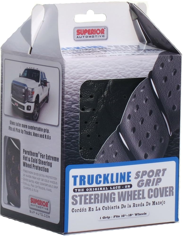 Superior 58-0470B Truckline Sport Grip Steering Wheel Cover, Black - Image 1