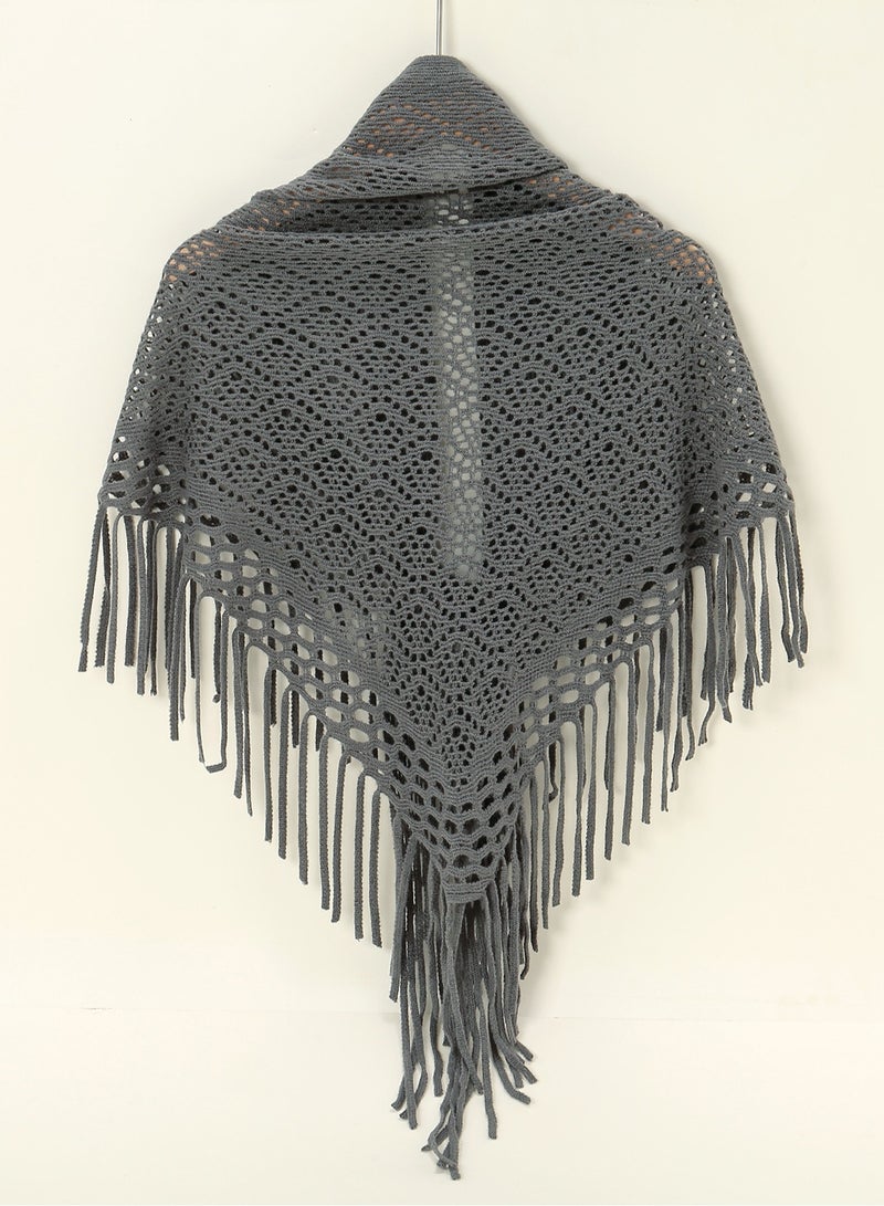 ISI Women Knit Shawl with Tassel Fashion Clothes Essential Scarf for Evening Party - Image 2