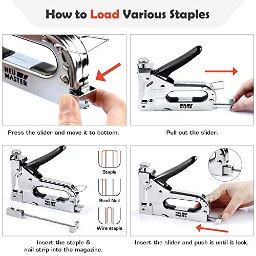 NEU MASTER 3 in 1 Staple Gun, Manual, Heavy Duty with Stapler Remover and 2000Pcs Staples for Upholstery, Fixing Material, Decoration, Carpentry, Furniture - Image 3