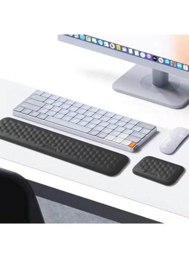 Wrist Rest for Keyboard and Mouse, Mouse Wrist Support Pad Combo with Massage Design, Memory Foam Non-Slip Wrist Rest PU Base Set for Pain Relief Desk Office Laptop Gaming, Gray - Image 1
