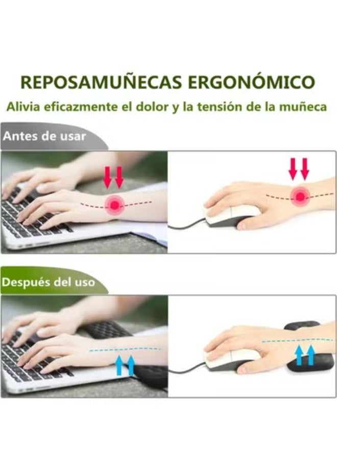 Wrist Rest for Keyboard and Mouse, Mouse Wrist Support Pad Combo with Massage Design, Memory Foam Non-Slip Wrist Rest PU Base Set for Pain Relief Desk Office Laptop Gaming, Gray - Image 5