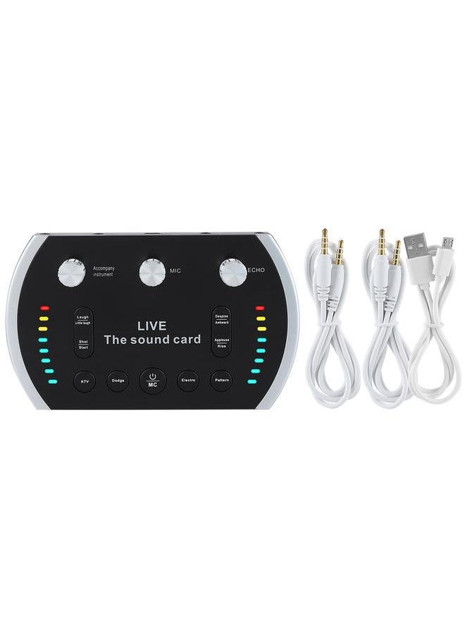 Thoraya Intelligent Voice Control Colorful Light Voice Changer Live Sound Card Microphone  - Image 1