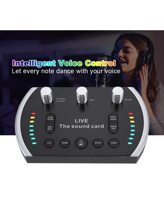 Thoraya Intelligent Voice Control Colorful Light Voice Changer Live Sound Card Microphone  - Image 5
