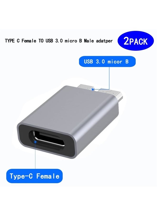 rgzhihuifz USB 3.0 Type-C Female to USB 3.0 Micro B Male Adapter USB 3.0 Micro B Adapter Connector for Mobile Hard Disk 2-Pack  - Image 2