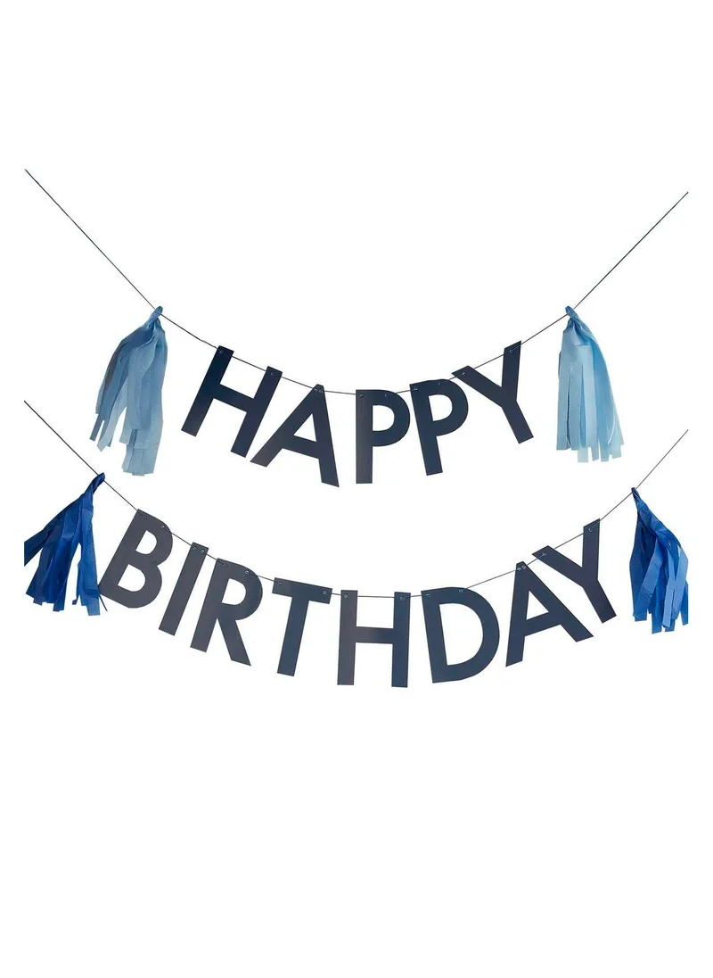 Ginger Ray Bunting - Happy Birthday with Tassels - Blue