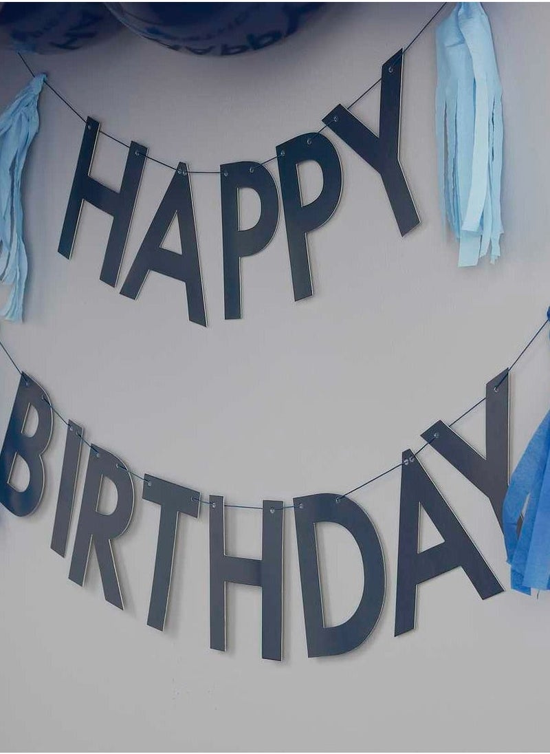 Ginger Ray Bunting - Happy Birthday with Tassels - Blue - Image 2