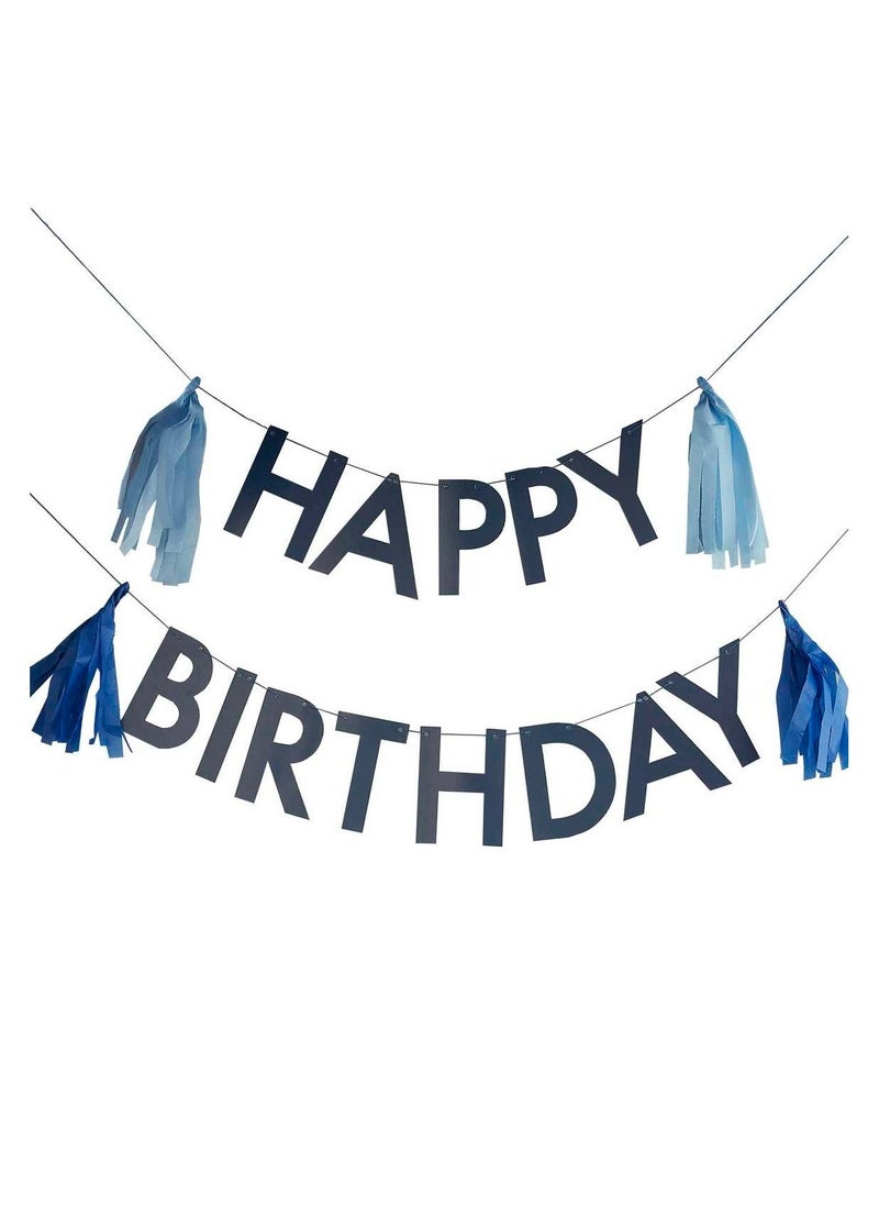 Ginger Ray Bunting - Happy Birthday with Tassels - Blue - Image 3