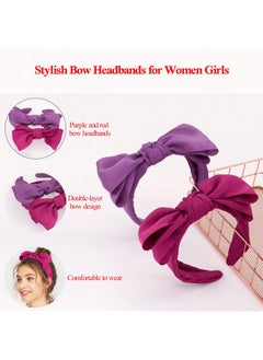 Bow Headbands For Women Double Layer Bow Knotted Headband Red Fashion Headbands Purple Designer Headbands Top Knot Turban Hair Accessories For Girls 2Pcs - pzsku/ZBF24D16033A957661D54Z/45/_/1696664888/088be591-1321-4bb9-8c61-60337b16f704