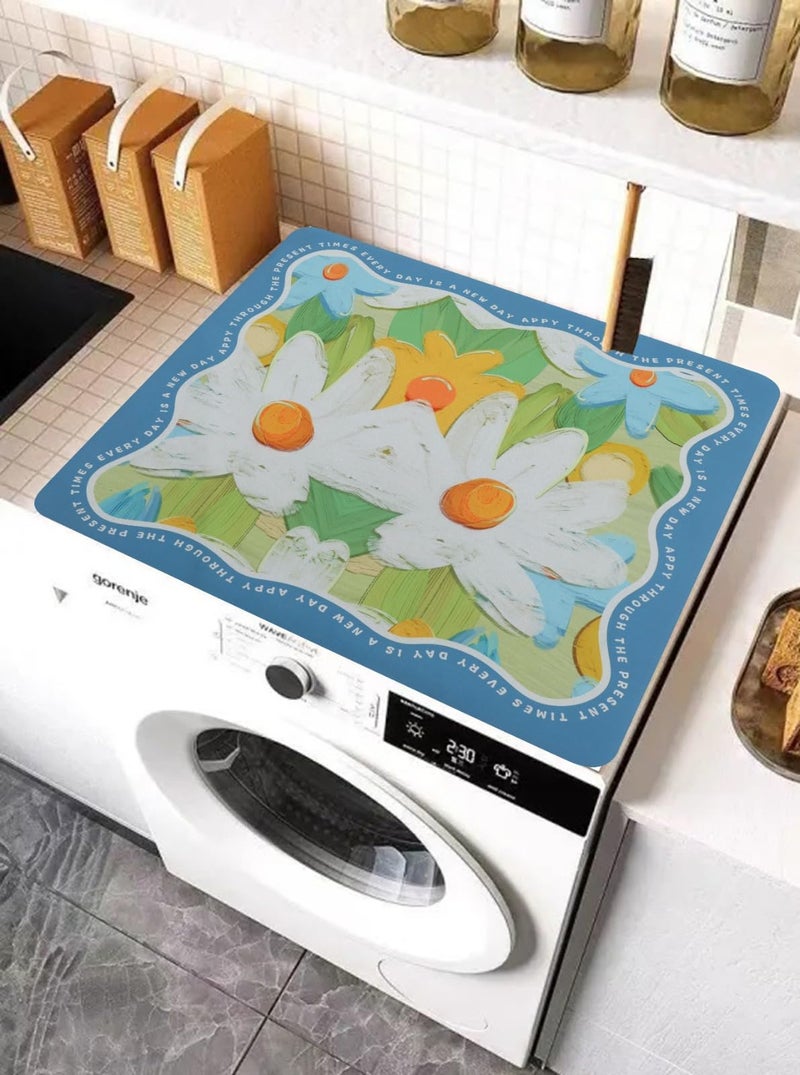 Home-Cloud Homecloud (60cm x 60cm) Washer & Dryer Cover for Top, Non-Slip Washing Machine Top Protector Mat, Dustproof & Waterproof Mat for Most Washers, Refrigerator, Home Kitchen Laundry Room (Blue) - Image 5