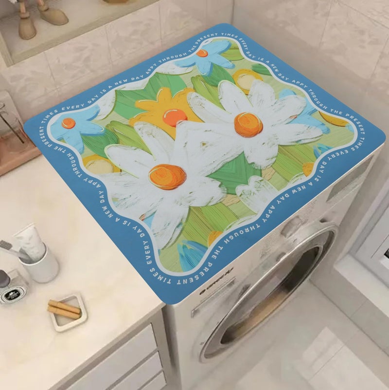 Home-Cloud Homecloud (60cm x 60cm) Washer & Dryer Cover for Top, Non-Slip Washing Machine Top Protector Mat, Dustproof & Waterproof Mat for Most Washers, Refrigerator, Home Kitchen Laundry Room (Blue) - Image 1