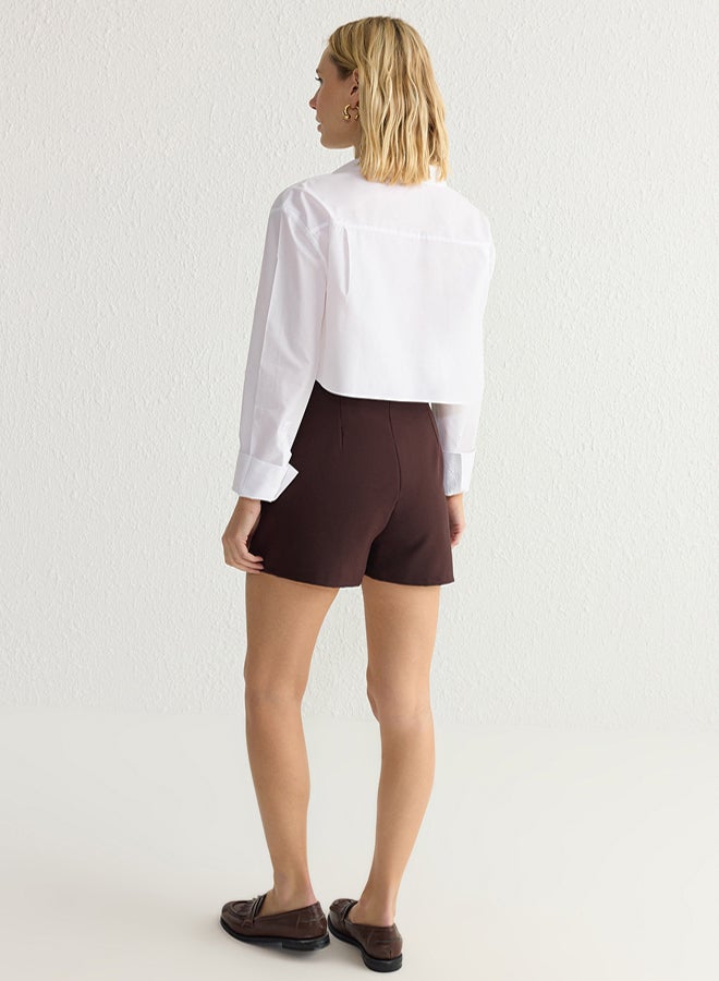 trendyol Brown Pleated Woven Shorts Skirt  - Image 5