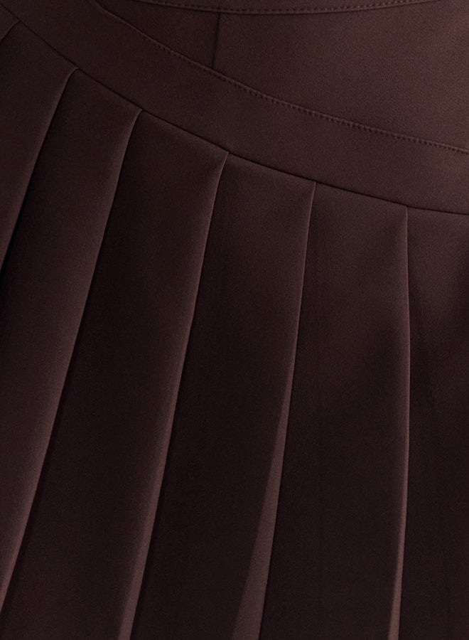 trendyol Brown Pleated Woven Shorts Skirt  - Image 3