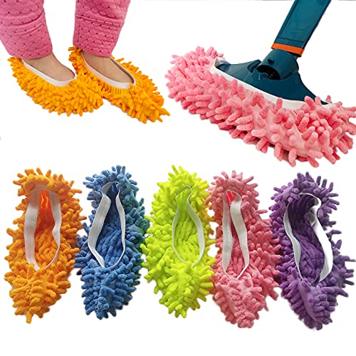 SUSIFT 10 PCS 5 Pairs Dust Duster Mop Slippers Shoes Cover, Multi Function Washable Microfiber Foot Socks Floor Cleaning Shoes Cover for House Kitchen Office - Image 1