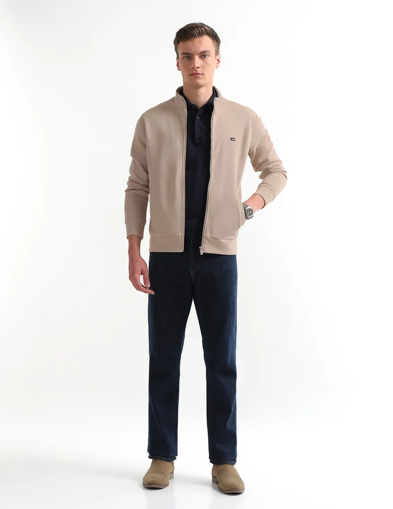 Arrow Beige Solid Regular Fit Sweatshirt for Men | Best Price UAE
