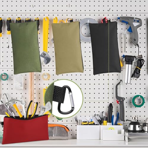 Coidea 4 Pack Tool Bag, Premium Tool Pouch Zipper Bag, 12" Tool Pouch with Zipper, Multipurpose Storage Pouch with Carabiner for Tools, Stationary, Pencil Pouch, Gadgets, Cosmetics - Image 5