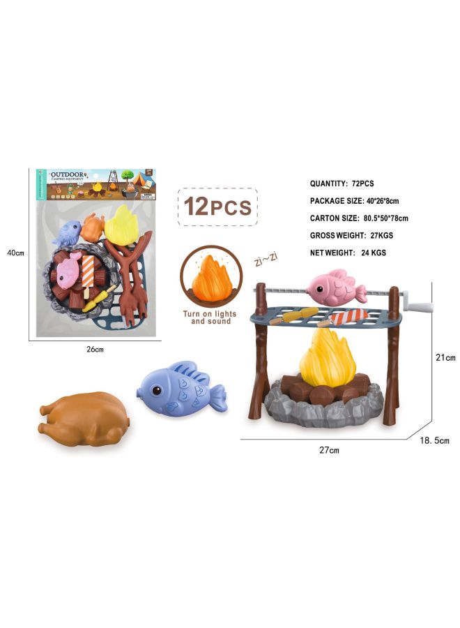 Cross-border Children's Play Home With Lighting Camping Toys Outdoor Camping Picnic Fire Barbecue Food Tools In Stock