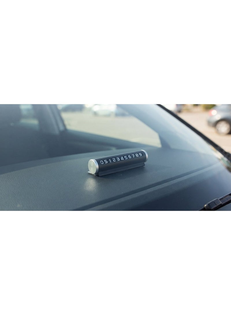 Car Temporary Parking Phone Number Plate - 2 Pack | Rolling Number Design with Privacy Switch | Includes Adhesive Tape & Adjustment Tool | Heat-Resistant Dashboard Sign (Black) - Image 5