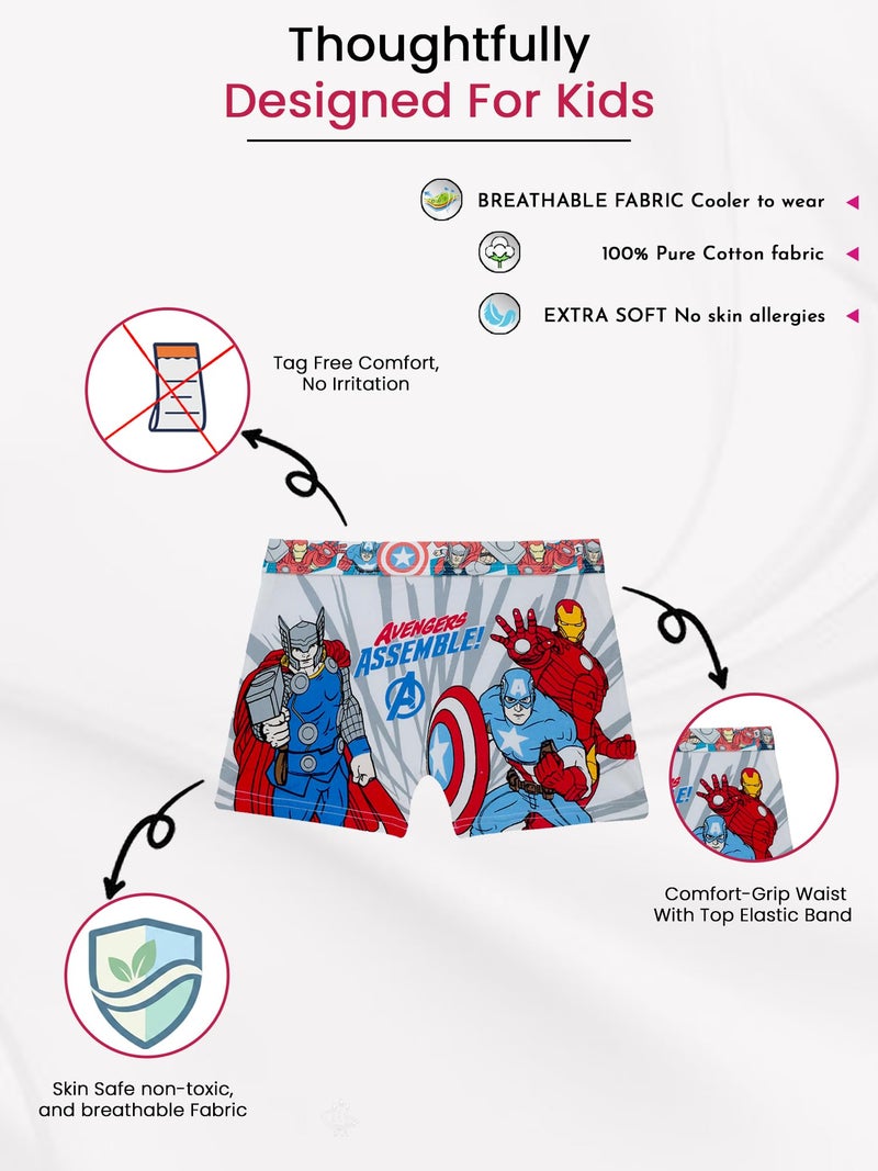 BODYCARE Kids Avengers Printed Boy's Trunk Underwear 100% Cotton | Soft Comfortable | Skin Friendly | Innerwear Pack of 4-Assorted (KIA8556-PK004) (Color & Print May Vary) - Image 3