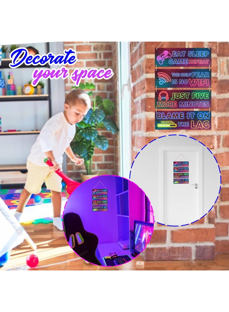 يلا جوي 4 أجهزة كمبيوتر شخصية الفن مطبوعة ملصقات الألعاب النيون ، ديكورات الغرف ، ديكور جدار اللاعب ، غرفة النوم (30 * 10 سم ، 4 أجهزة كمبيوتر شخصية) - Image 4