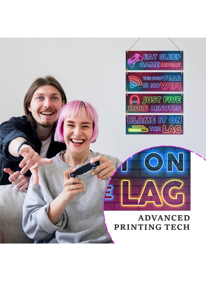 يلا جوي 4 أجهزة كمبيوتر شخصية الفن مطبوعة ملصقات الألعاب النيون ، ديكورات الغرف ، ديكور جدار اللاعب ، غرفة النوم (30 * 10 سم ، 4 أجهزة كمبيوتر شخصية) - Image 3