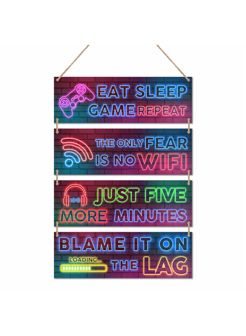 يلا جوي 4 أجهزة كمبيوتر شخصية الفن مطبوعة ملصقات الألعاب النيون ، ديكورات الغرف ، ديكور جدار اللاعب ، غرفة النوم (30 * 10 سم ، 4 أجهزة كمبيوتر شخصية) - Image 1