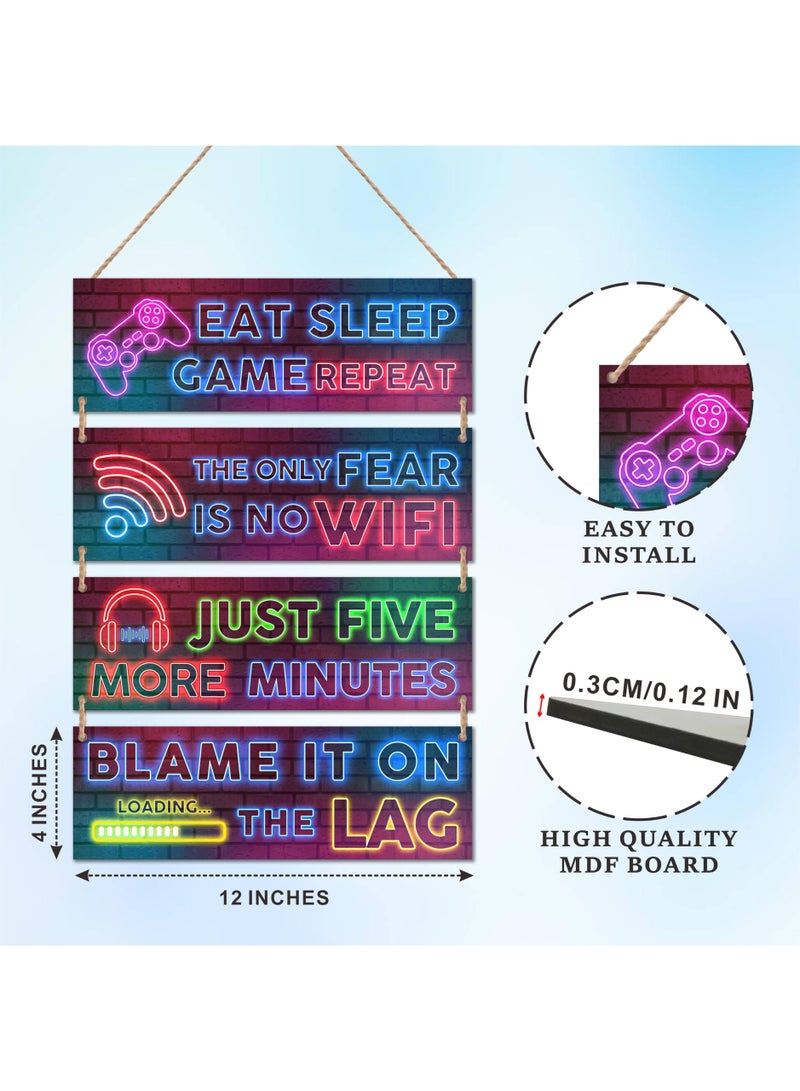يلا جوي 4 أجهزة كمبيوتر شخصية الفن مطبوعة ملصقات الألعاب النيون ، ديكورات الغرف ، ديكور جدار اللاعب ، غرفة النوم (30 * 10 سم ، 4 أجهزة كمبيوتر شخصية) - Image 2