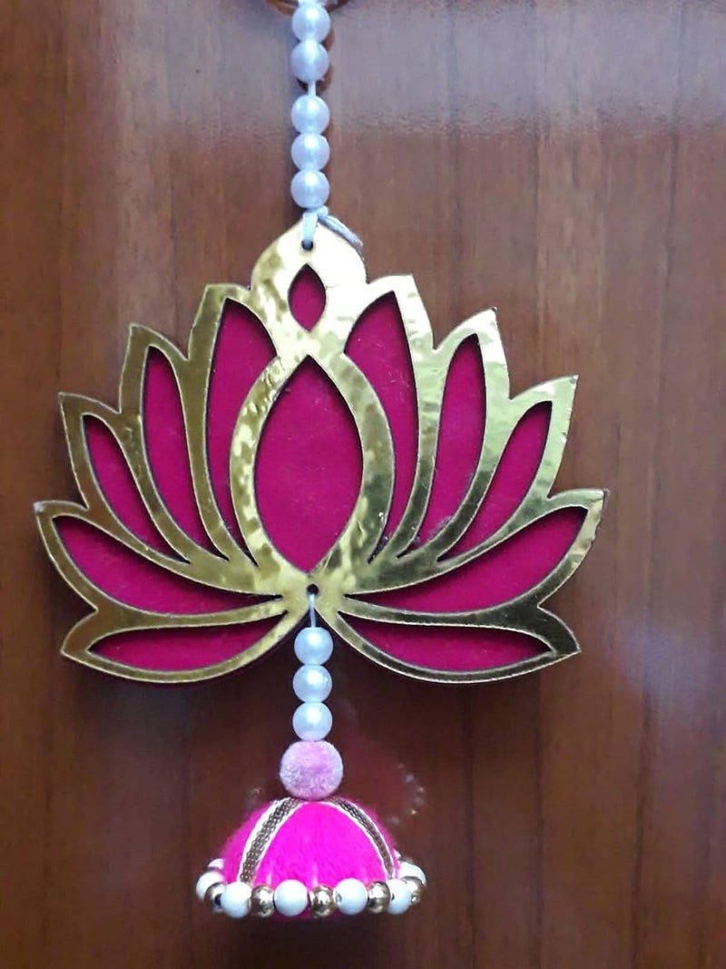 Generic Morvi Lotus with Cap Hanging Combo for Home DecorDiwali DecorWedding and All Festival DecorCombo Pack of 12 PEC  - Image 1