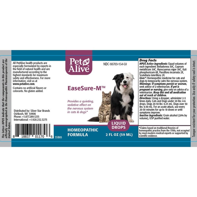 PetAlive EaseSure-M Calming Drops for Dogs and Cats â€“ Natural Homeopathic Care for Nervous System Health â€“ Supports Everyday Comfort, Reduced Muscle Twitching, and Quiet Relaxation â€“ 59 mL Liquid - Image 4