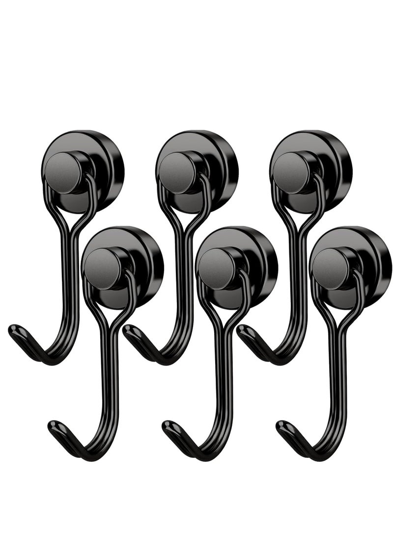 خطافات مغناطيسية، خطاف مغناطيسي من النيوديميوم عالي التحمل 30 رطلاً مع مقاومة للصدأ للثلاجة والفرن والشواية والمفاتيح وحامل الأدوات والأواني والمطبخ والأماكن الخارجية، مغناطيس لتعليق أكاليل الزهور (أسود) - Image 1