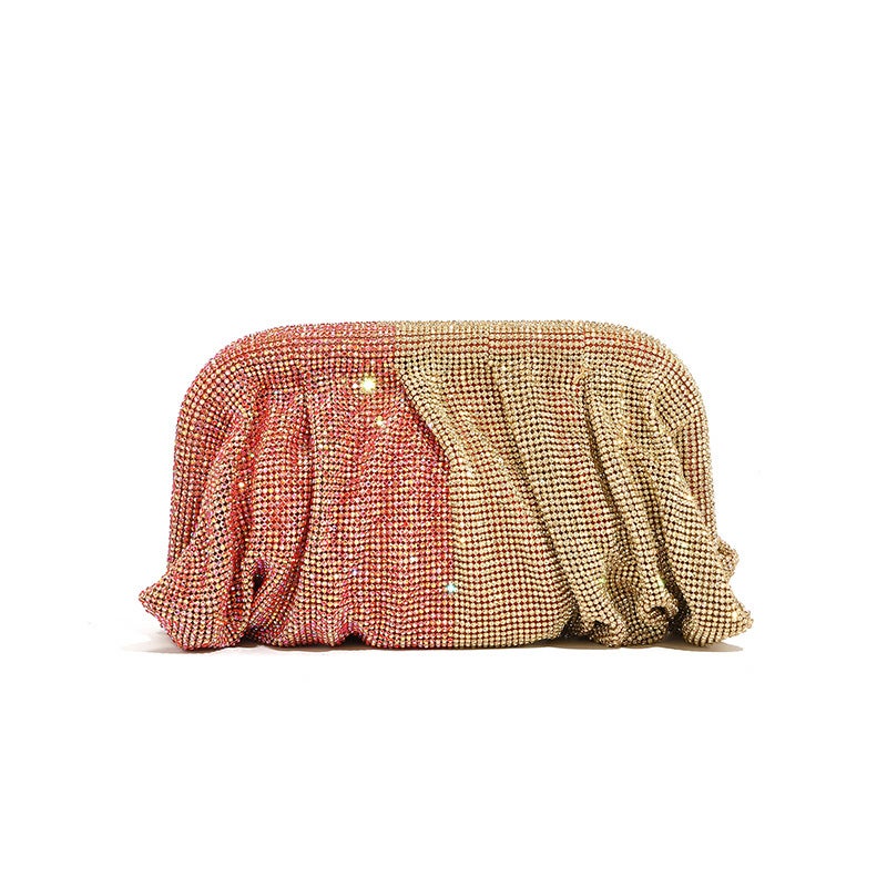 Rhinestone Cloud Bag 2024 Pleated Women'S Bag Texture High-End Cosmetic Bag Niche Messenger Bag - Image 1