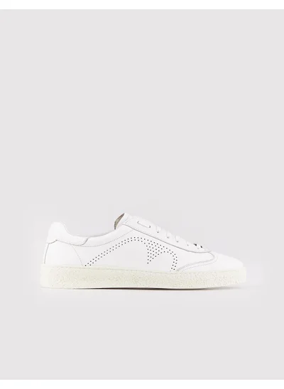 Cabani Men's Custom Made Lace-Up Sole Stitched Sneaker Shoes 292M1308 White