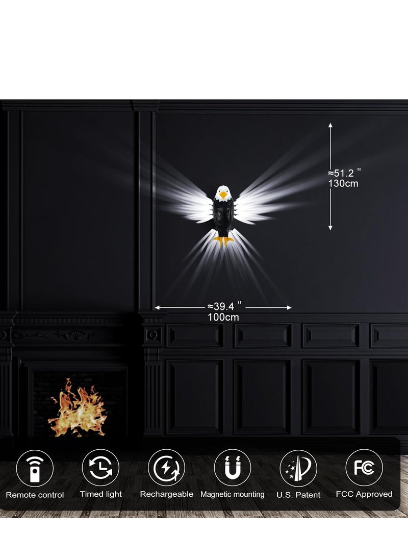 ELTRAZONE Bald Eagle Wall Light – American Eagle Night Light with Remote Control – Magnetic Wall Mounted Eagle Lamp for Bedroom, Living Room & Hallway – Battery Operated & Removable Charging Eagle Light - Image 3