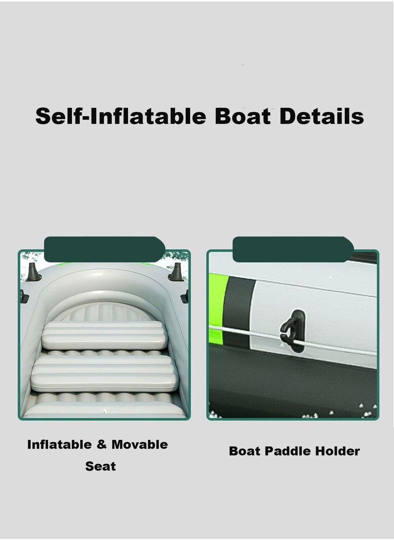 LIMOS Inflatable Boat 4 Person Quick Inflate and Deflate with Portable Electric Pump and Aluminium Oars  - Image 5