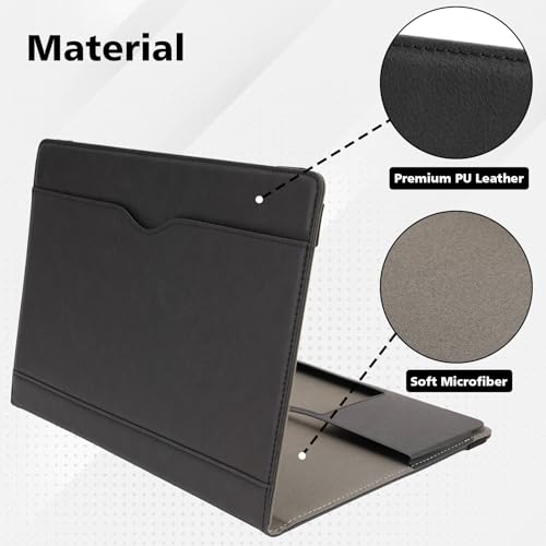 TT TYTX TYTX Compatible with MacBook Air 13 Inch Case, for Older Version 2010-2017 Release A1369 A1466, PU Leather Laptop Case with Pocket for Papers and Pen Holder, Black - Image 3