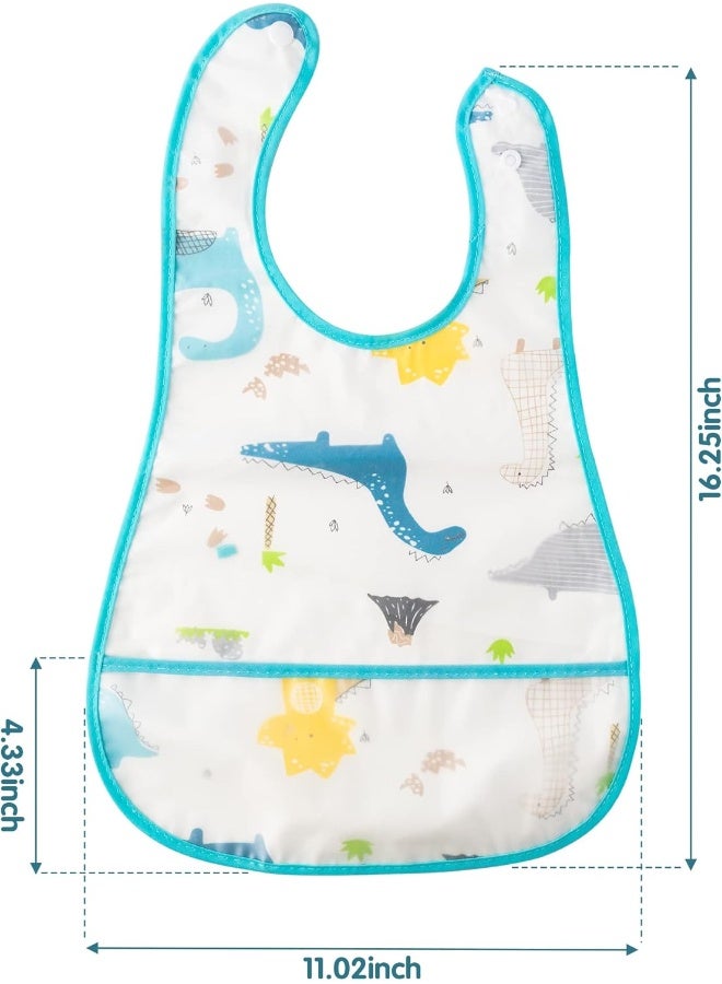 R HORSE 5Pcs Baby Bibs Set Toddler Bibs with Crumb Catcher Pocket & Snap Button Waterproof Baby Feeding Bibs for 6-24 Months - Image 2