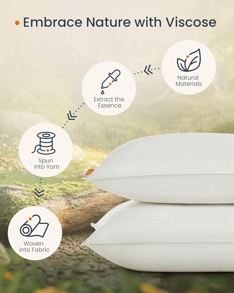SONGMICS HOME Set of 2 Bed Pillows, Down Alternative Pillow, Standard Size Hotel Pillow, 26 x 20 Inches, Medium Firm Pillow, for Back, Stomach, Side Sleepers, Machine Washable, Cloud White - Image 3