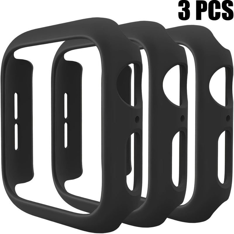 3 Pcs Set Black 46mm Men Women Fashionable Casual PC Hollow Out Anti Drop Protective Case for 38 40 41 42 44 45 49mm Apple Watch Series Ultra SE 10 9 8 7 6 5 4 3 2 1 Intelligent Watch Case Accessory - Image 1