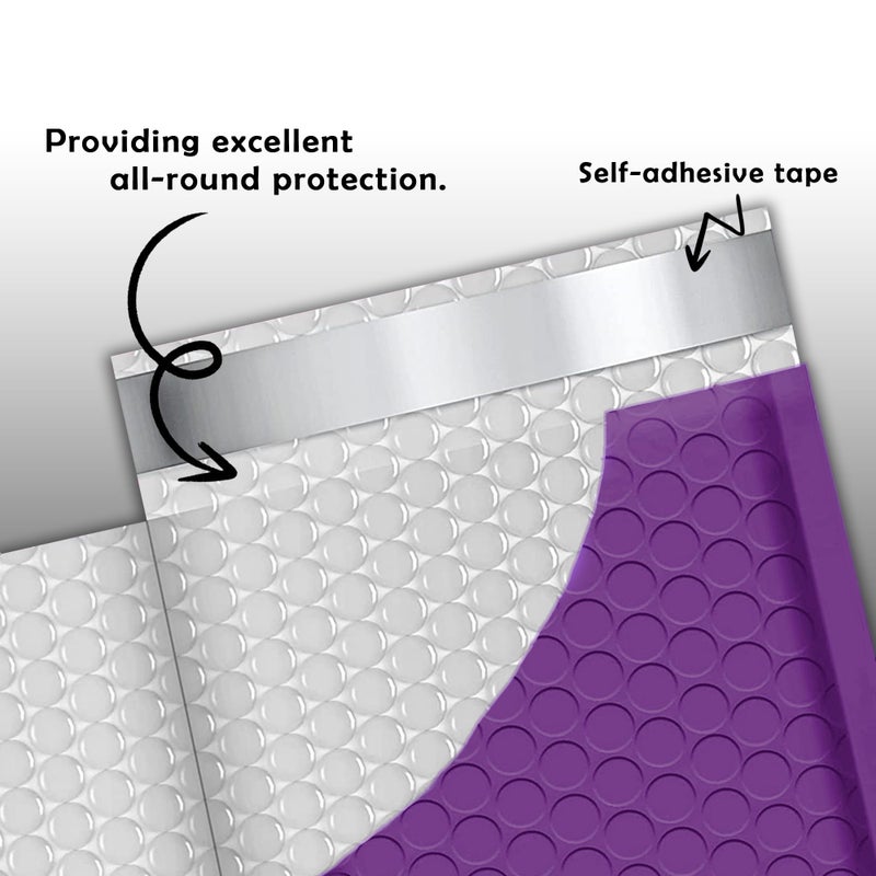 Yens Poly Bubble Mailers 4x8 50 Pack Purple Waterproof Self Seal Adhesive Shipping Bags, Cushioning Padded Envelopes for Shipping, Mailing, Packaging Usable 4x7 - Image 3