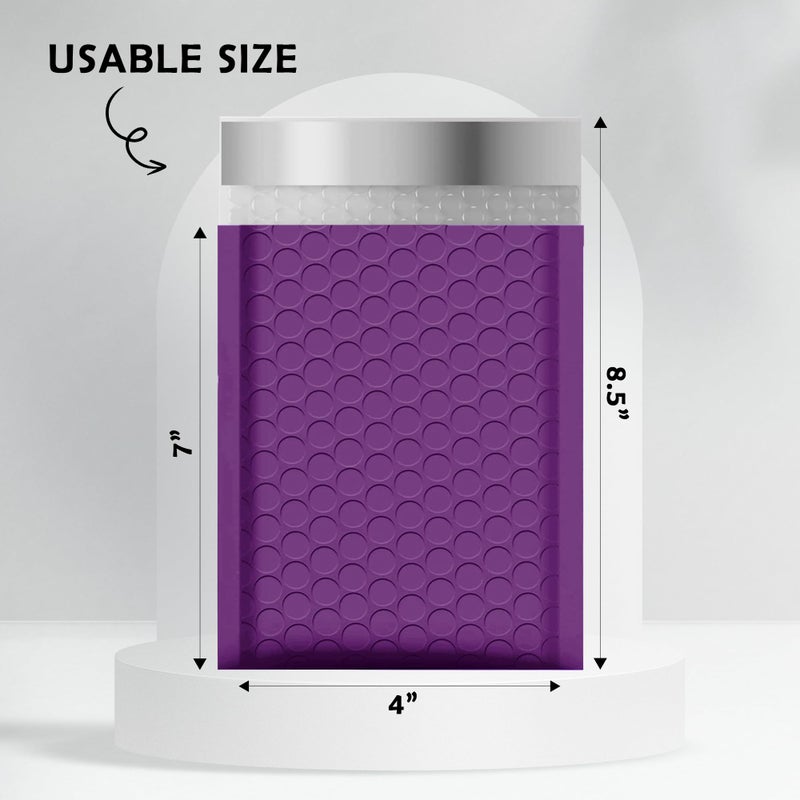 Yens Poly Bubble Mailers 4x8 50 Pack Purple Waterproof Self Seal Adhesive Shipping Bags, Cushioning Padded Envelopes for Shipping, Mailing, Packaging Usable 4x7 - Image 2