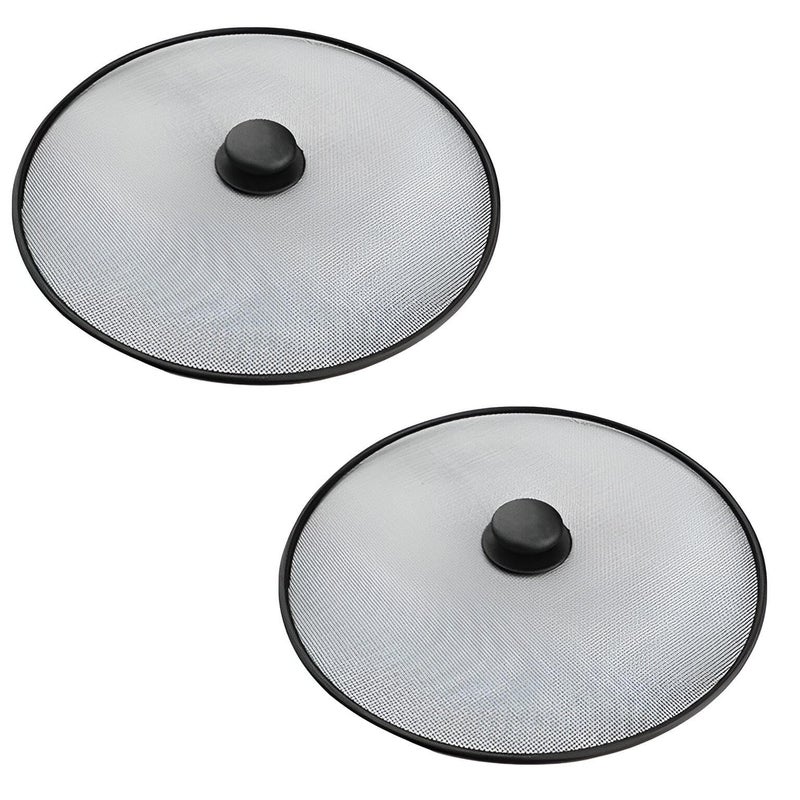 Stainless Steel Pan Lid - Heat-Resistant Grease Screen for Stove Top, Perfect for Frying and Cooking with Splash Guard, Easy to Clean, Heavy-Duty Construction for Long-Term Use (2PCS) - Image 1